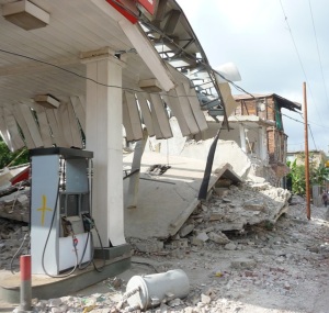 Damaged gas station in Jacmel