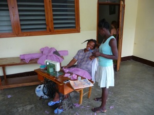 Sewing at Jacmel orphanage